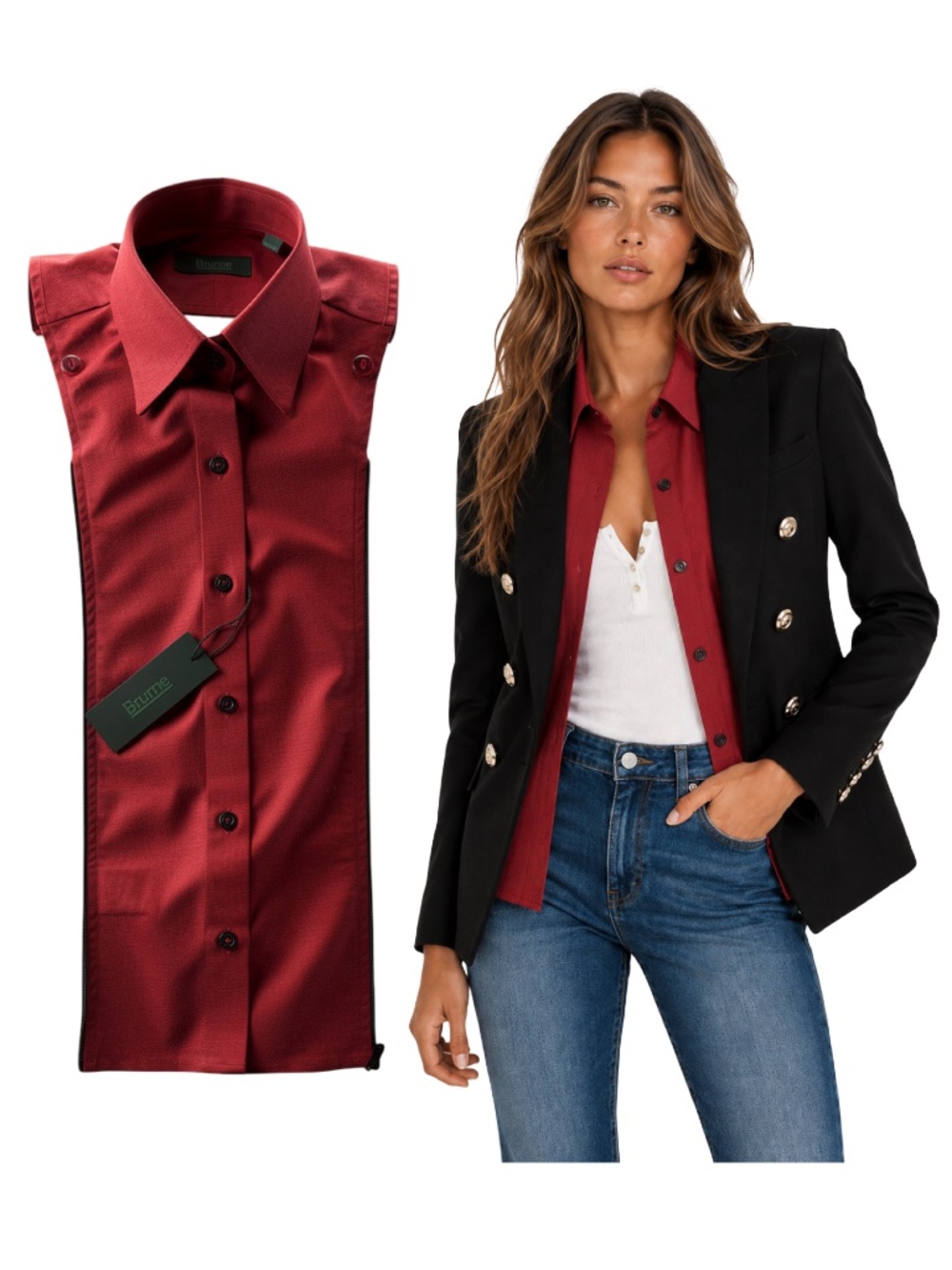 NWT Brunne DICKEY Compatible with VERONICA BEARD Blazer Button Down Shirt 00-14